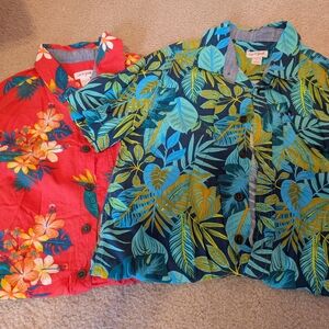 Tropical Kids Boys Shirts - Red and Blue Floral by Cat & Jack, Size L,12/14, EUC